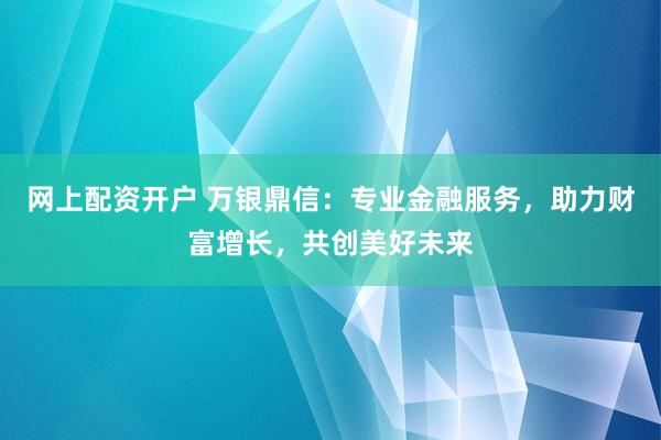 网上配资开户 万银鼎信：专业金融服务，助力财富增长，共创美好未来
