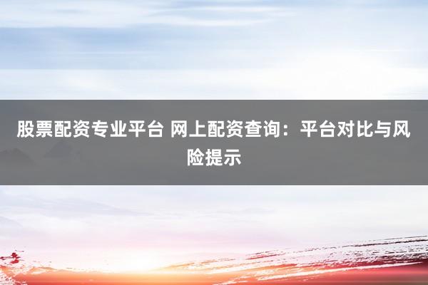 股票配资专业平台 网上配资查询：平台对比与风险提示