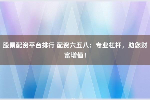 股票配资平台排行 配资六五八：专业杠杆，助您财富增值！