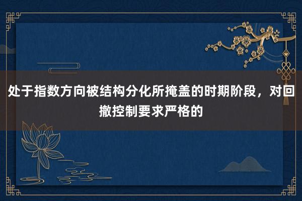 处于指数方向被结构分化所掩盖的时期阶段，对回撤控制要求严格的