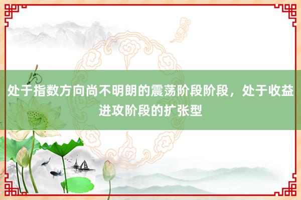 处于指数方向尚不明朗的震荡阶段阶段，处于收益进攻阶段的扩张型