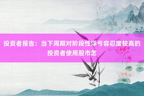 投资者报告：当下周期对阶段性浮亏容忍度较高的投资者使用股市怎