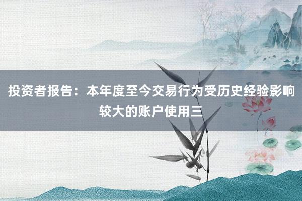 投资者报告：本年度至今交易行为受历史经验影响较大的账户使用三